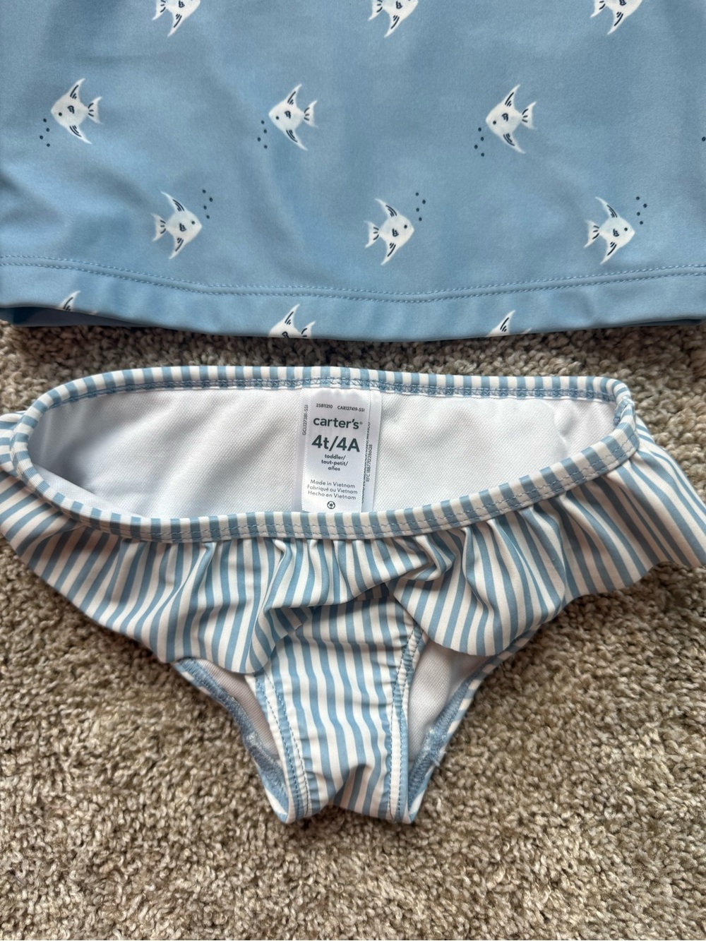 Girls 2 Piece Rash Guard Swimsuit Long Sleeve Swim Set Ruffle Bikini Bottoms 4T - Picture 5 of 8